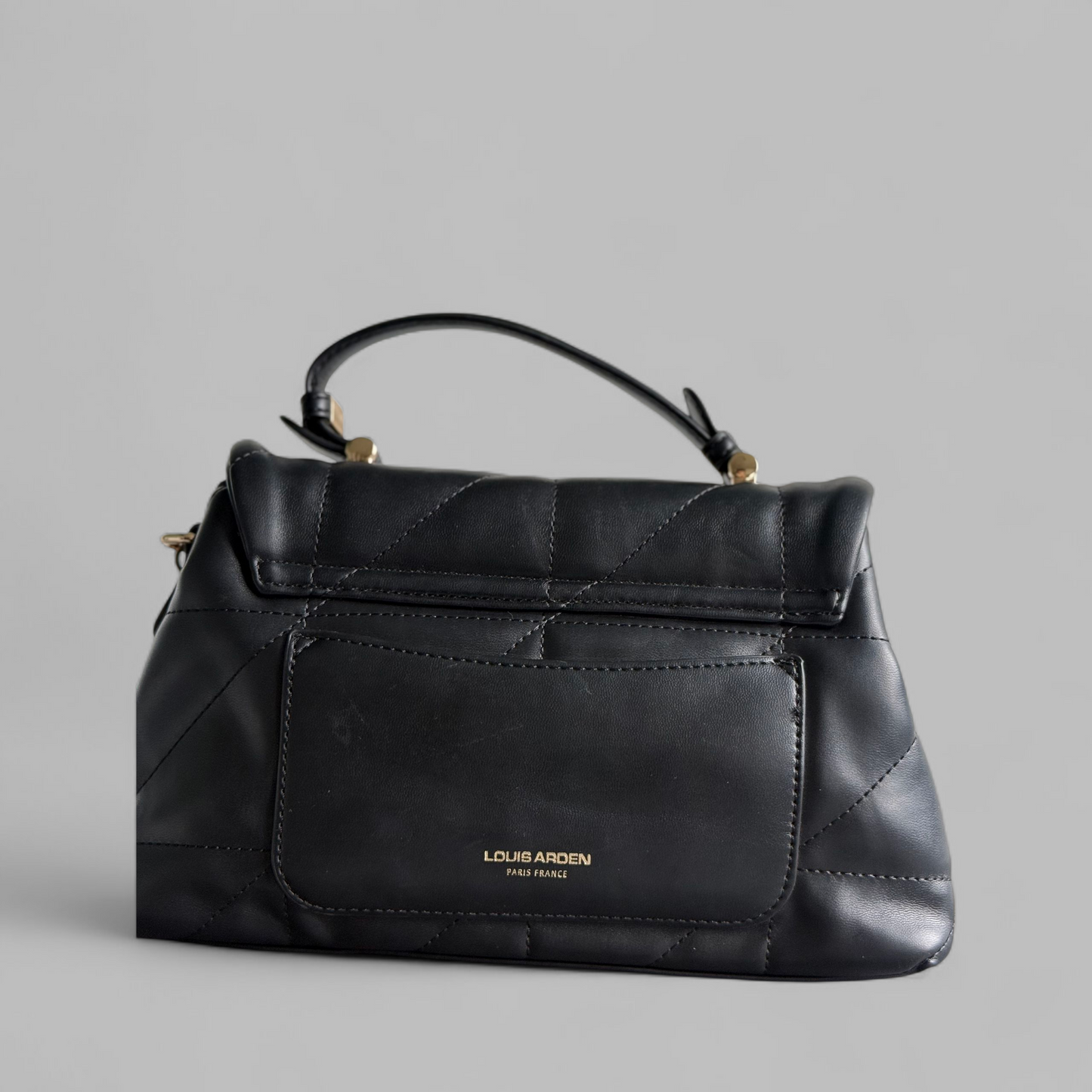 Black Quilted Top Handle Bag – Gold Detail, Classic Style