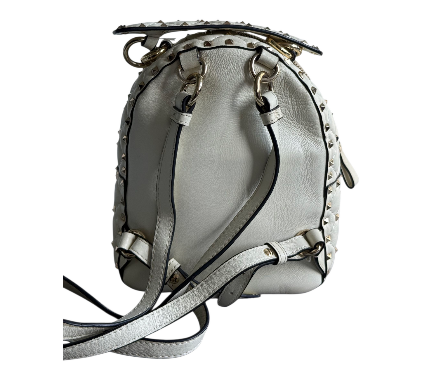 Preloved Mini White Studded Backpack – Chic & Stylish