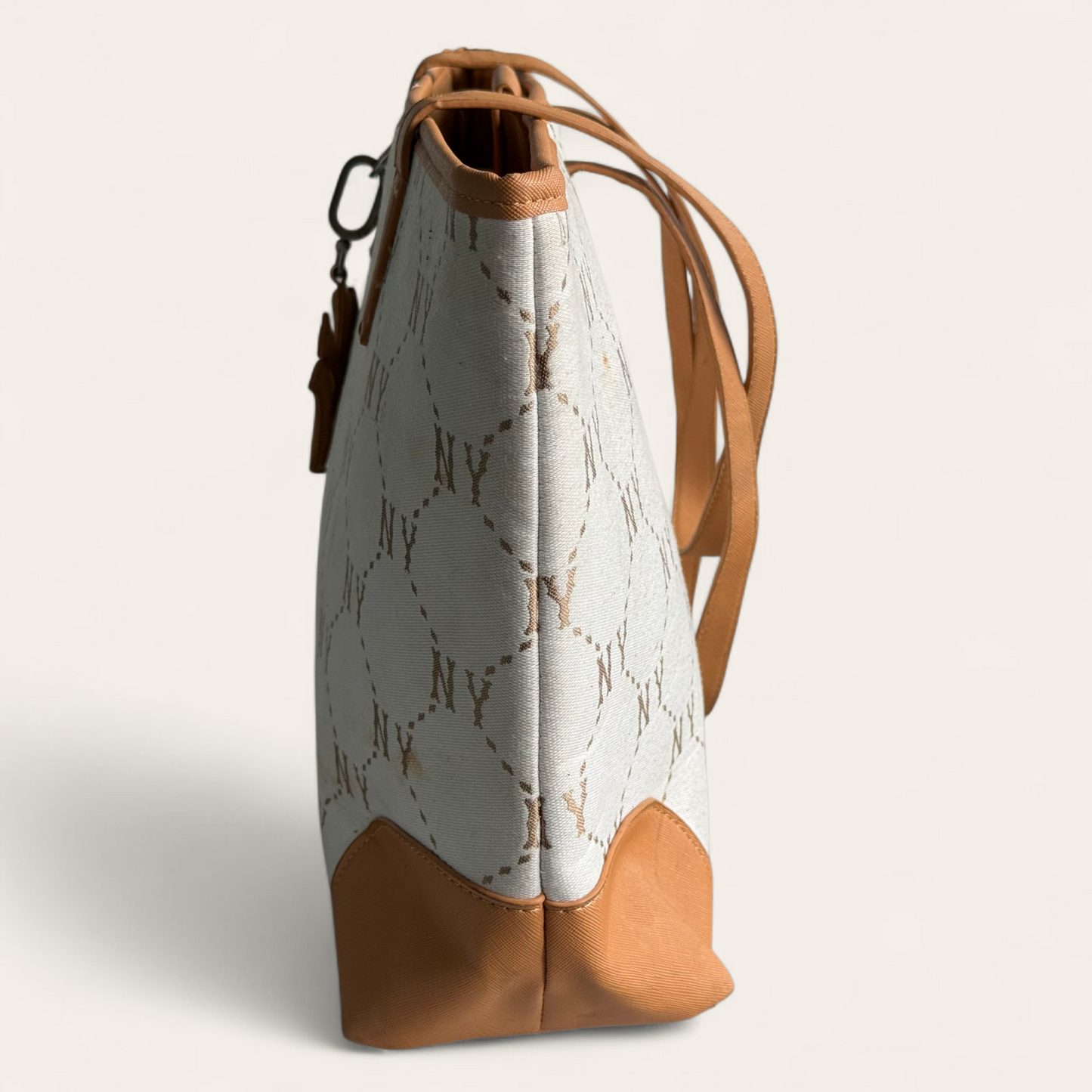 Monogram Print Tote Bag – Beige & Brown