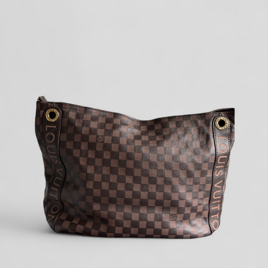 Preloved Brown Checkered Shoulder Bag – Designer Style