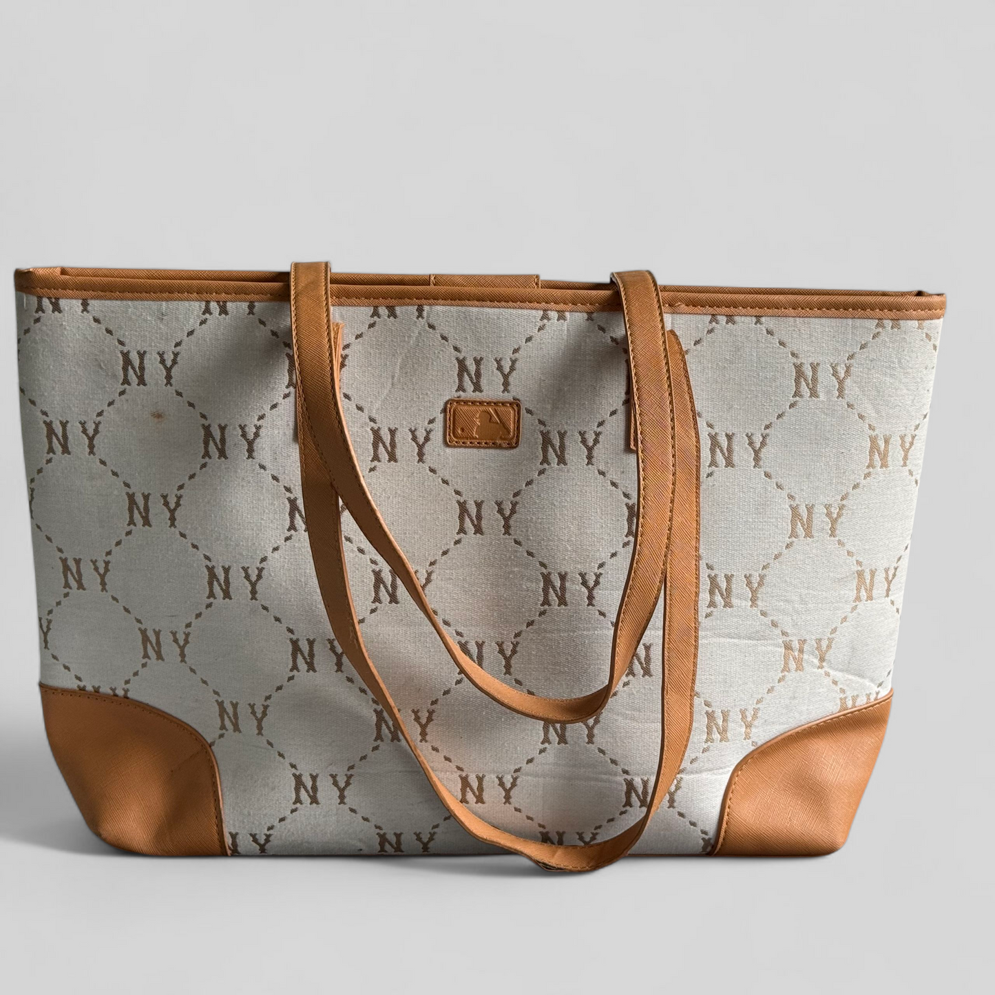 Monogram Print Tote Bag – Beige & Brown