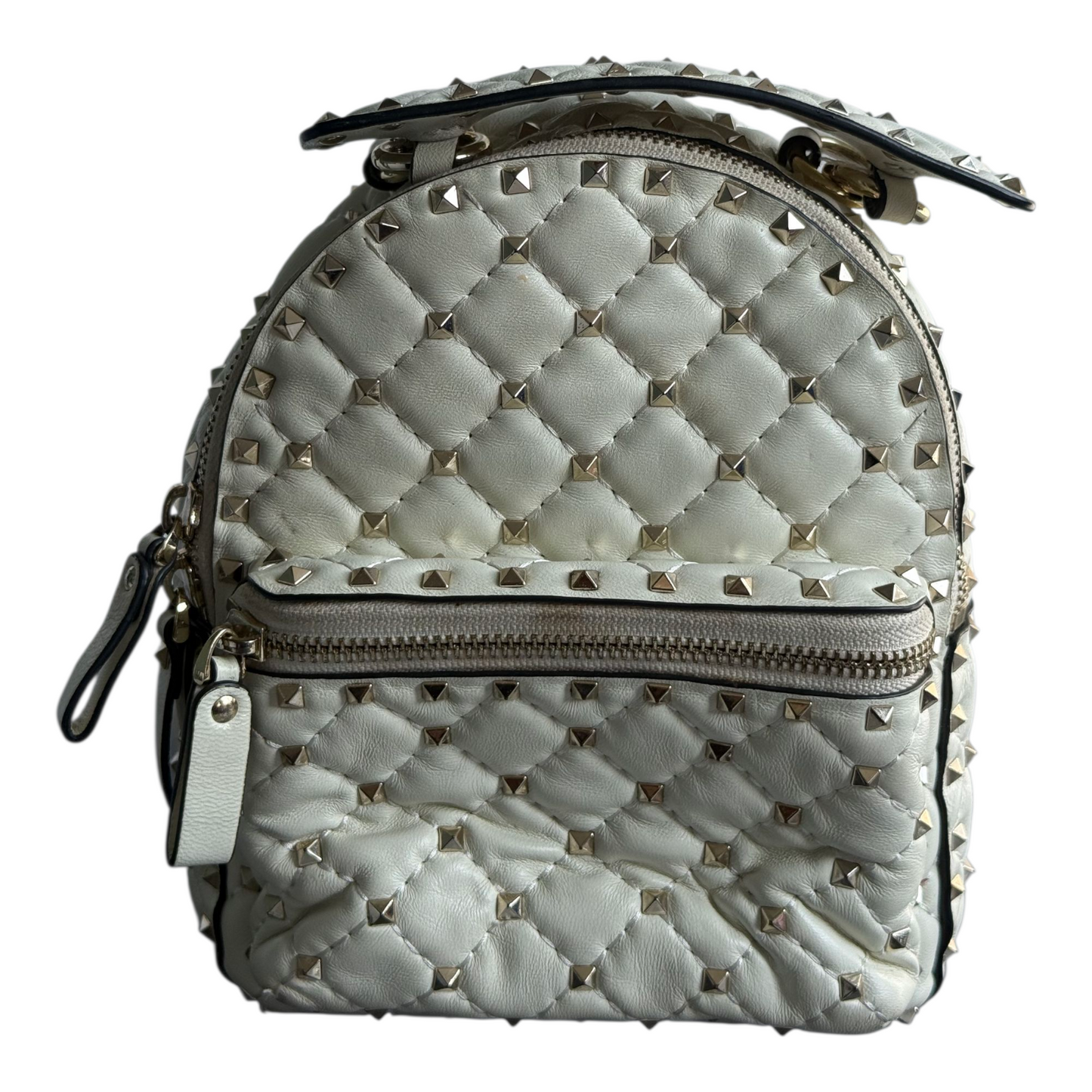 Preloved Mini White Studded Backpack – Chic & Stylish