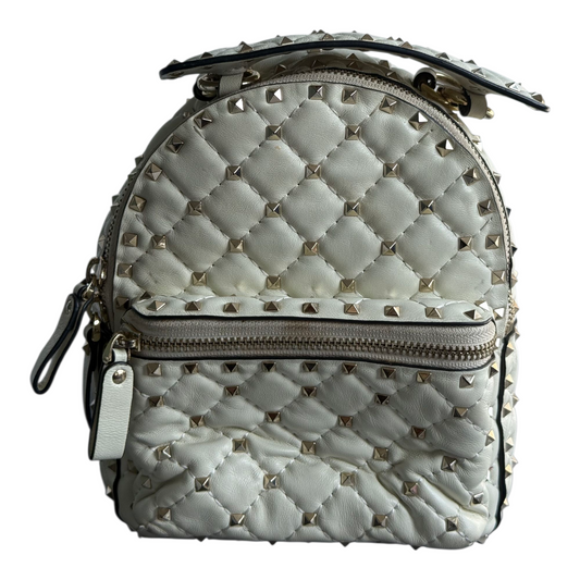 Preloved Mini White Studded Backpack – Chic & Stylish