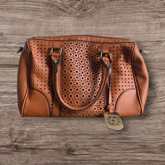 Preloved Brown Cut-Out Handbag – Elegant & Unique